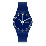 Reloj Mujer Swatch Gn726 Cuarzo 34mm Pulso Azul En Silicona