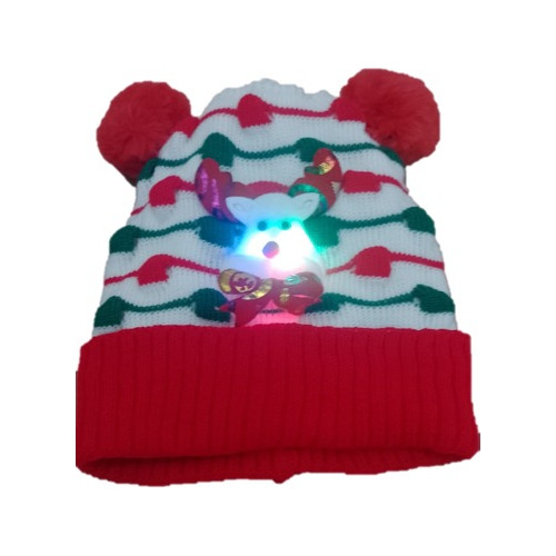 Gorro Navideño Hombre  Mujer Con Luz Y Ponpones Para El Frio