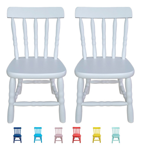 Kit Cadeira Madeira Infantil Colorida Banquinho Para Criança