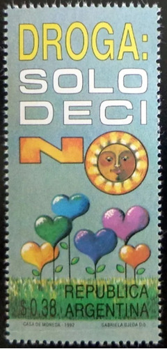 1992 Droga Solo Deci No- Argentina (sello) Mint