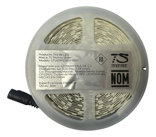 Tira Led 5050 Interior Sin Recubrimiento 5m Ip33 5m 12v