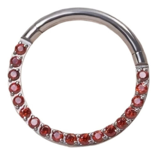 Clicker De Titanio 16g Argolla Piercing Con Zirconias Rojas