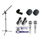 Kit 2 Microfones Mdc201+ 2 Espumas + 1 Pedestal + 1 Cachimbo