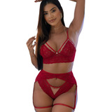 Lingerie Sensual Completo Com Cinta Liga Promoção