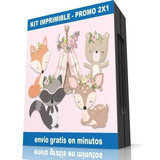 Kit Imprimible Animales Bosque Encantado Rosa Promo 2x1