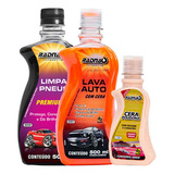 Kit Lava Carro Com Cera Silicone Pretinho E Shampoo C/ Cera