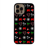 Funda Celular Navidad Navideña Figuras Colores Fondo Negro 2