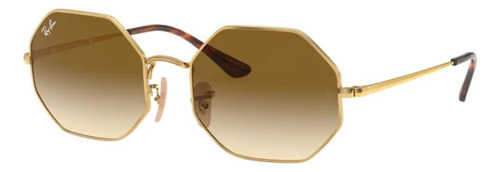 Anteojos De Sol Ray-ban I-shape Octagon 1972 Standard Con Marco De Metal Color Polished Gold, Lente Light Brown Degradada, Varilla Polished Gold De Metal - Rb1972