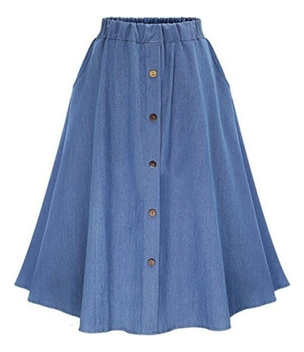 Women's Loose Jeans Skirt With Elastic Waist. .