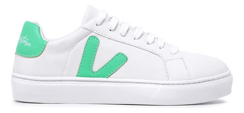 Tenis Sapatenis Feminino Modelo Lila Martore Branco Verde