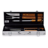 Kit Churrasco Presente Masculino 6 Peças Com Maleta Texas Cor Aço Inox