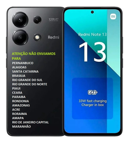  Xiaomi Redmi Note 13 ( Global ) 256gb 8gb Lançamento + Nf