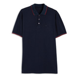 Polo Ellus Piquet E Asa Friso Classic Masculina Marinho 