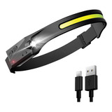 Linterna Minero Ajustable Usb Vincha Con Sensor Luces Led 