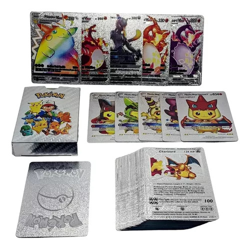 55 Tarjetas Pokemon Plateadas Silver Edicion Ultra Especial
