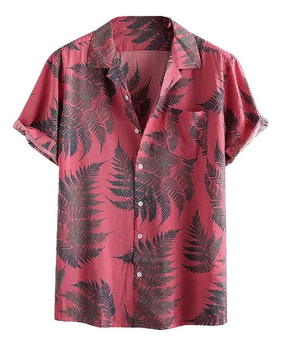 Camisa Hawaiana Estampada Para Playa Fresca Y De Moda