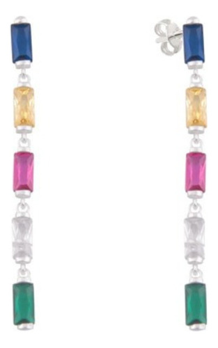 Aros Colgante Plata 925 Multicolor Zircon Cubic Regalo Mujer