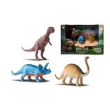 Dinossauro De Brinquedo Borracha 3 Pçs Na Caixa Colecão