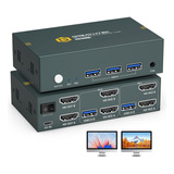 Conmutador Kvm Hdmi Usb 3.0 8k, 2 Ordenadores, 2 Monito...