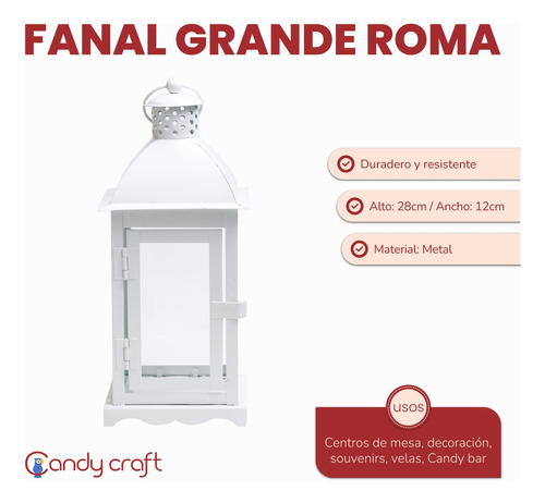 Farol De Metal Grande Roma! Ideal Centro De Mesa!