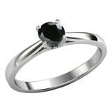 Anillo Plata 925 Sólida Certificada Diamante Negro M. Europe