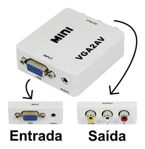 Adaptador Conversor Vga Para Av Rca C/ Áudio P2 Barato