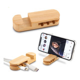 Soporte Para Móviles 2-1 Bamboo Con Organizador De Cables