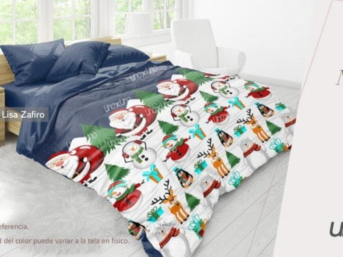 Cubrelecho Navideño Para Cama Queen O King +2 Cojines 