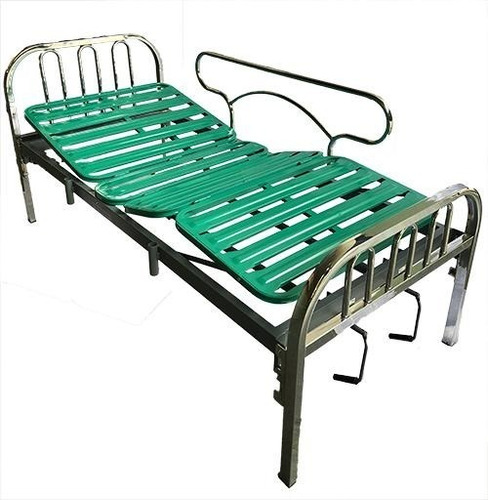 Cama Ortopedica Manual Respaldos Pintados Y 1 Baranda C700-b