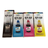 Pack 4 Tintas Botella Logic Gt-51 / Gt52  Negra Y Color Gt53