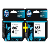 Kit 2 Cartucho Hp 667 Preto Para Deskjet 2376,2774,2776,6476