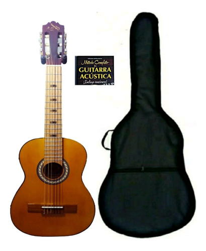 Guitarra Infantil Natural C/funda Y Método Para Aprender