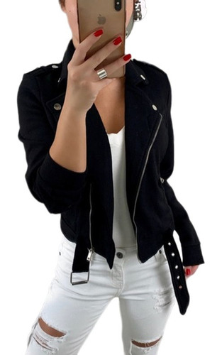 Chaqueta Biker Corta Con Cremallera For Mujer