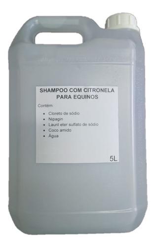 Shampoo Com Repelente Citronela Para Equinos Cavalos 5litros