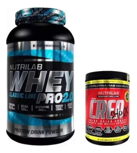 Whey (prote)1kg + Creatina 300g Combo Nutrilab Masa Muscular