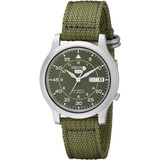 Relógio Masculino Seiko 5 Snk805 Em Aço Inoxidável, Pulseira Automática, Cor Verde, Moldura, Cor De Fundo Prateada, Cor De Fundo Verde