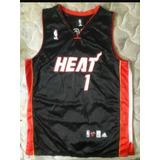 Remera Original De Basket Nba. Miami Heat De Chirs Bosh N 1