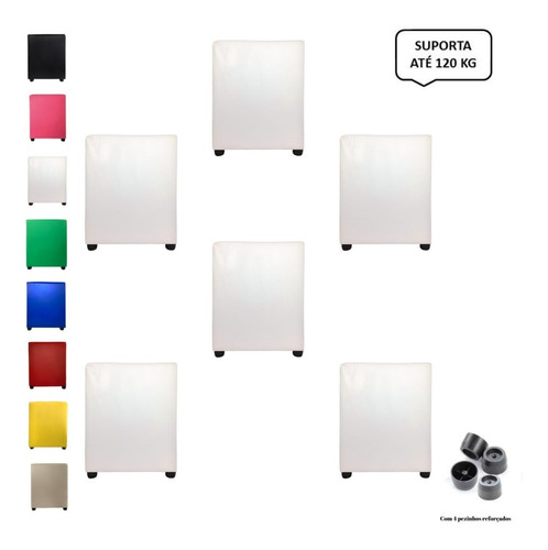 Kit 6 Puffs Banquinho Quadrado Banqueta Cubo Decorativo Sala