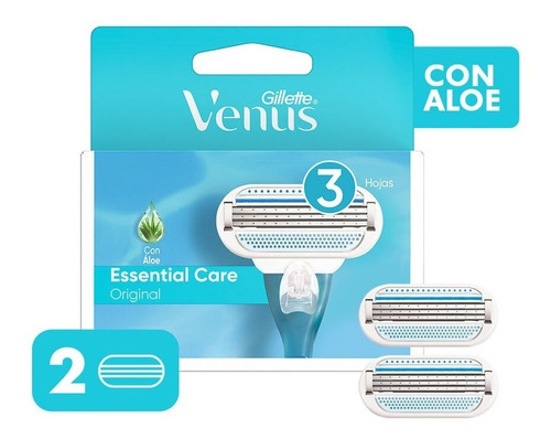 Venus Essential Care 3 Hojas Repuestos De Afeitar, 2 Un