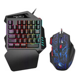 Kit De Teclado Y Mouse Gamer Hxsj J50 Teclado Negro, Mouse Negro Y Azul