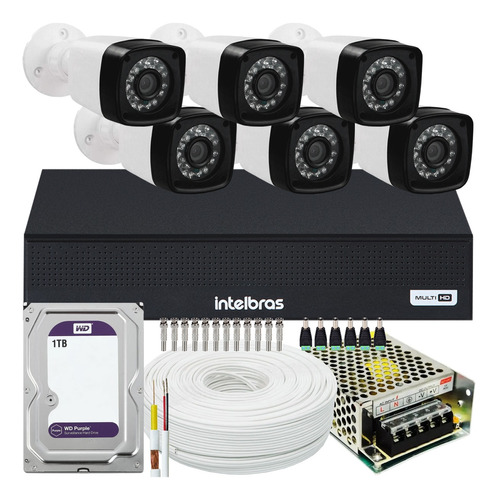 Kit Dvr Intelbras 8 Canais H.265 6 Câmeras Full Hd 1t Purple