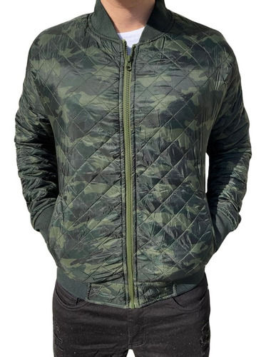 Jaqueta Bomber Matelasse Camuflada Nylon Vento Masculina