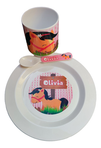 Taza Plato Y Cucharita Set Jardín Colonia Nombre Incluido