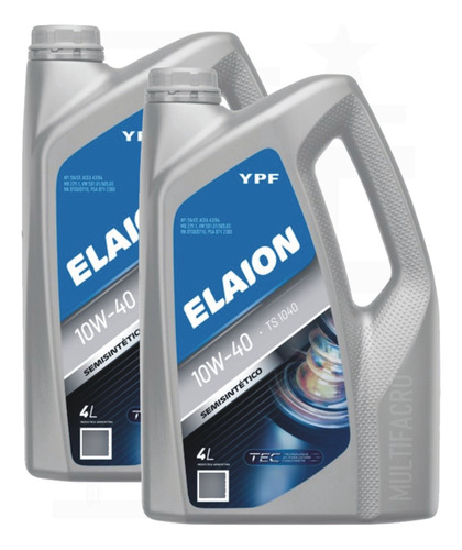 Aceite Elaion F30 10w-40 Ypf Semi Sintético 8 Ltrs. (4l+4l)