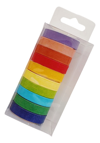 Washi Tape Cinta Decorativa Rainbow 10 Piezas