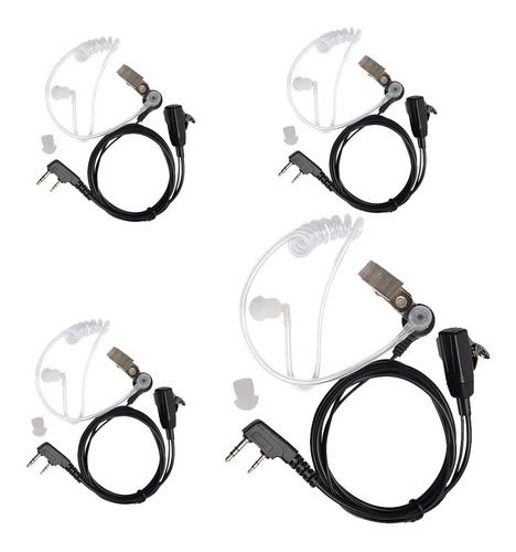 Kit X 4 Accesorio Auricular Manos Libres Para Handy Baofeng Tubo De Aire Silicona Transparente Ptt Microfono Corbatero