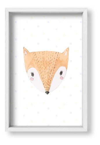 Cuadrito Infantil Bebes 20x30 Box Blanco Cute Fox