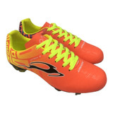 Zapato Futbol Soccer Tachones Union Resistente Naranja Neon