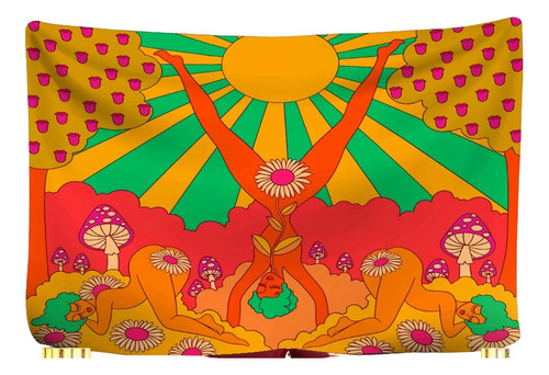 Tapiz Pared Mural Tela Amanecer Hippie Jardin Mujeres 95x70