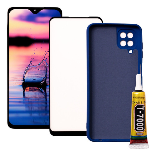 Tela Frontal Compatível Galaxy A12 + Case + Cola + Película